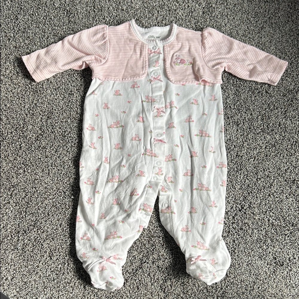 Little Me Pink and White Footie